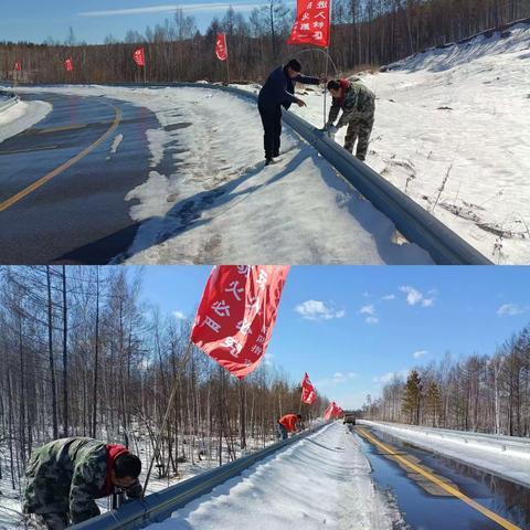 二十八站林场，随着积雪融化，逐步加大景区防火宣传旗的布设，营造了更浓的森林防火宣传氛围