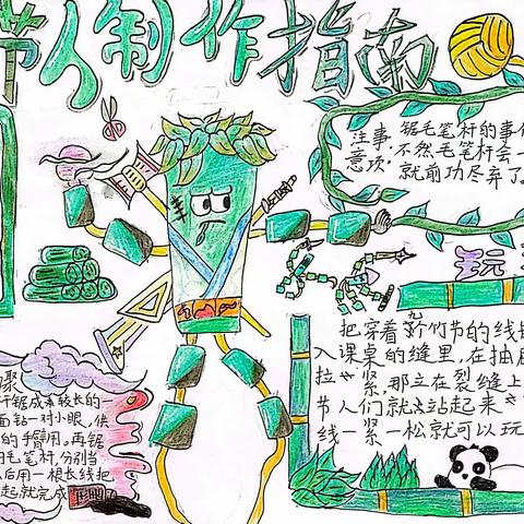 我为竹节人“代言”——2018级6班“竹节人制作指南”手抄报