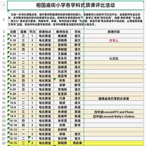 课堂绽芳华  聚力共成长——相国庙街小学课程与教学改革系列活动之校内优质课评比活动