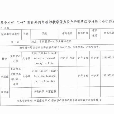 专家引领赋新能 学思践悟共成长——2023年古田县中小学“1+X”教育共同体教师教学能力提升培训活动小学英语专场