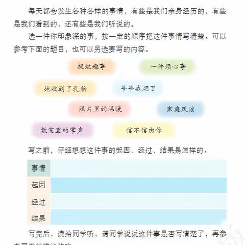 统编教材四上第五单元习作《生活万花筒》