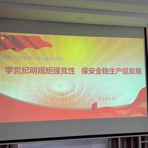 学党纪明规矩强党性、 保安全稳生产促发展 ——清越公司党支部开展5月份主题党日活动