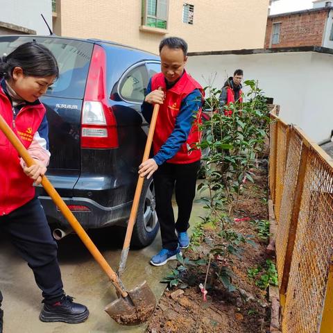 【党建引领】“党旗飘扬践初心     植树添绿正当时”——罗城街道中心幼儿园党支部开展植树节主题党日活动