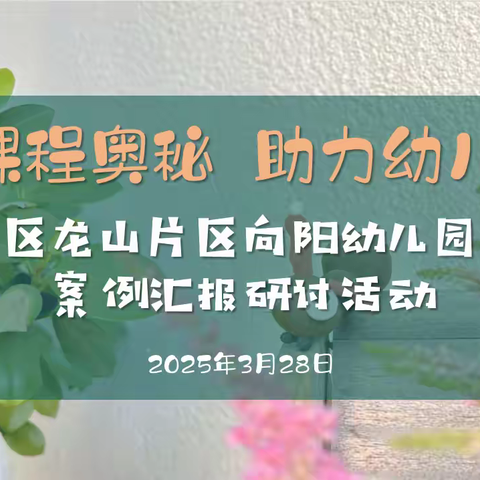 共探课程奥秘 助力幼儿成长 ---（龙山片区教研）向阳幼儿园课程案例分享研讨活动