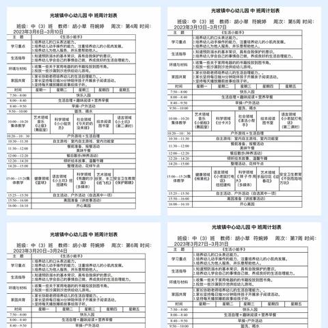 2023年春季光坡镇中心幼儿园中三班3月份活动月简报