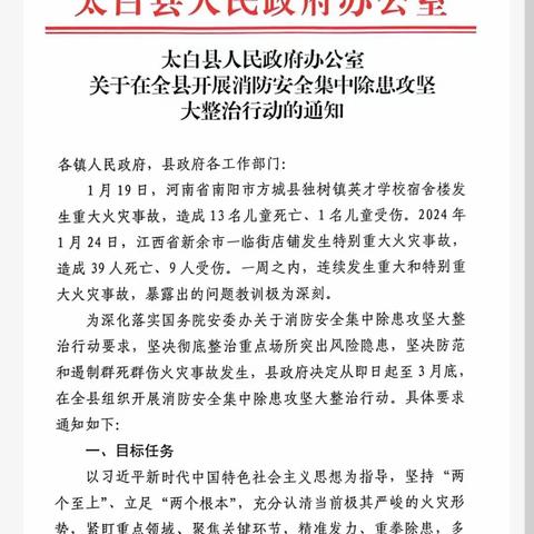 太白县消防救援大队多项举措积极开展消防安全集中除患攻坚大整治行动