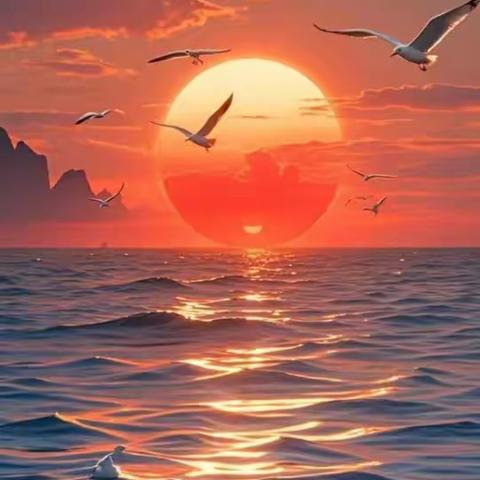 海边日落的浪漫画卷