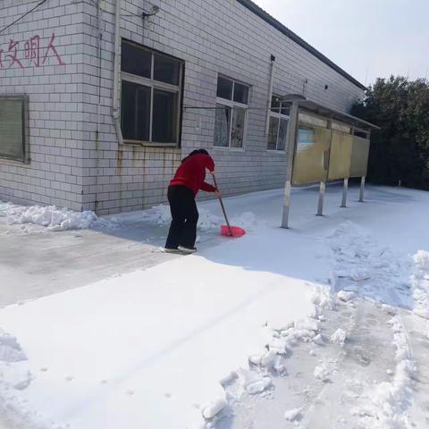 铲雪除冰净校园 齐心协力促安全——韩洼小学开展情暖校园积雪清扫活动