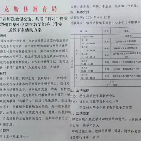 伊犁州刘华小学数学教学能手工作室“名师送教促交流，共话复习提质量”送教助研活动