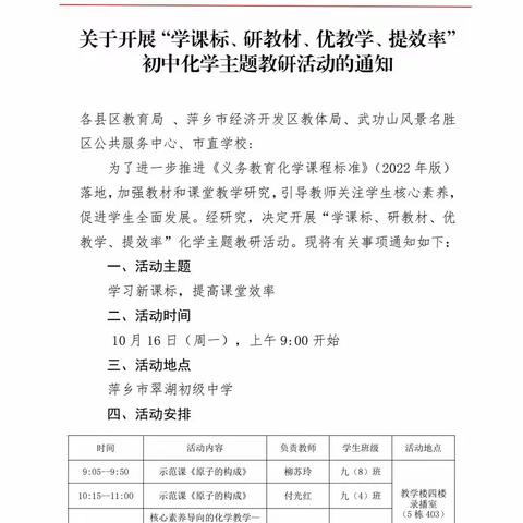 研习新课标，赋能新课堂--记“学课标、研教材、优教学、提效率”初中化学主题教研活动