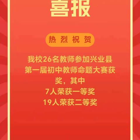 【龙安一中•喜报】我校26名教师参加兴业县第一届初中教师命题大赛获奖！