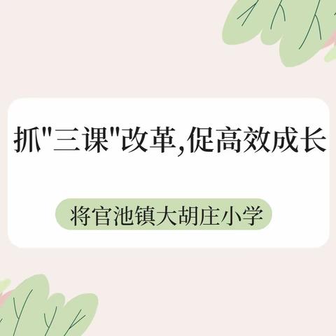 抓“三课”改革,促高效成长——大胡庄小学“三课”活动纪实