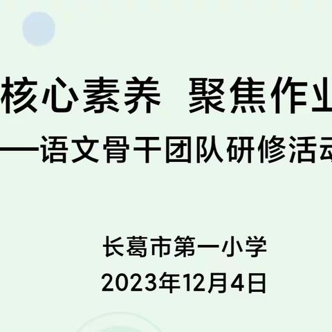 立足核心素养   聚焦作业设计——长葛市第一小学语文骨干团队研修活动（二）