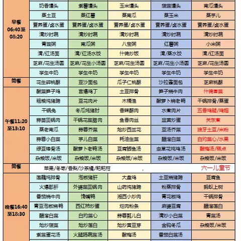 武侯领川外国语学校食堂周菜谱