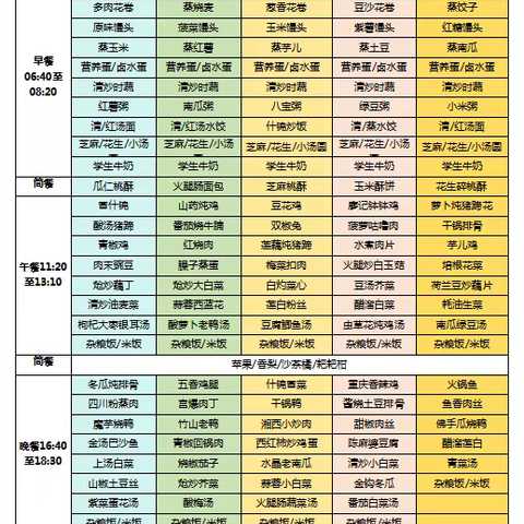 武侯领川外国语学校食堂周菜谱