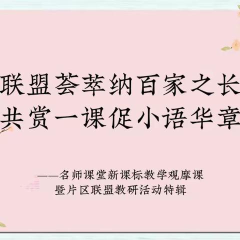 联盟荟萃纳百家之长 共赏一课促小语华章 ——名师课堂新课标教学观摩课暨片区联盟教研活动特辑