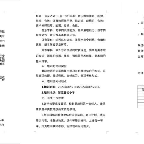 2023年南王店镇学区兼职音体美教师暑期培训纪实