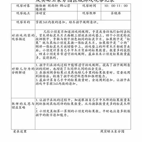 大一班自主游戏观察记录2023.10（2）