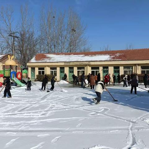 家校同心春意暖，齐心除雪迎开学——白杨张小学扫雪护学行动