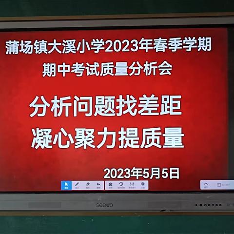 蒲场镇大溪小学2023年春季学期期中考试质量分析会