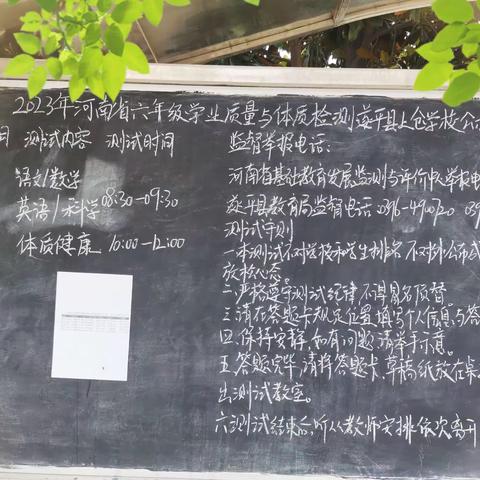 驻马店市遂平县文城乡上仓学校六年级学业质量与体质健康监测活动纪实