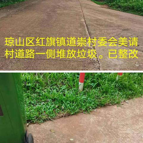 8.9东山镇、新坡镇、红旗镇、西秀镇、桂林洋开发区镇墟农村环卫作业质量监督考评。已整改