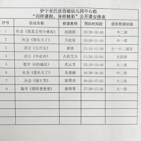 伊宁市巴彦岱镇中心幼儿园“同样课程 异样精彩”公开课活动