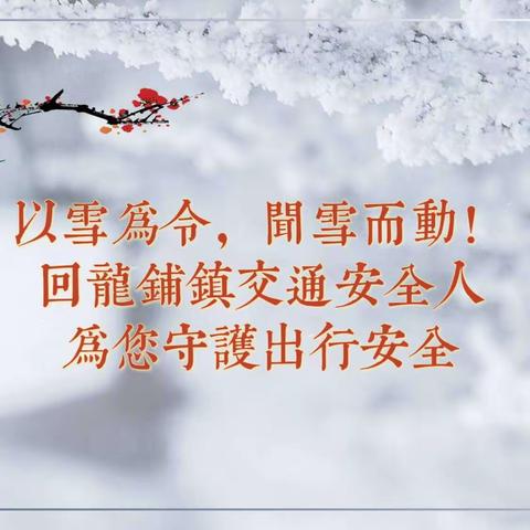 以雪为令，闻雪而动！回龙铺镇交通人守护您出行