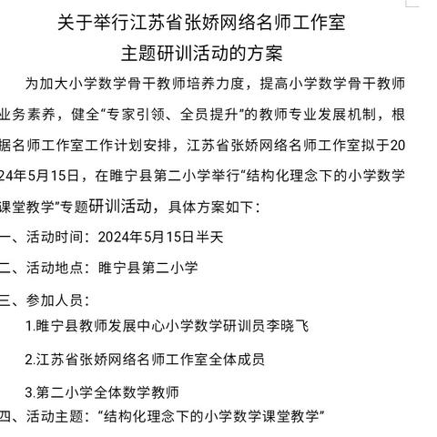 结构化理念下的小学数学课堂教学——张娇网络名师工作室活动