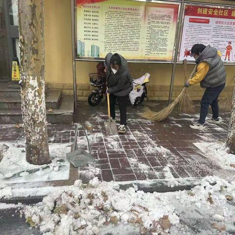 河口社区开展“社区扫雪总动员，严寒清雪暖人心”志愿服务活动