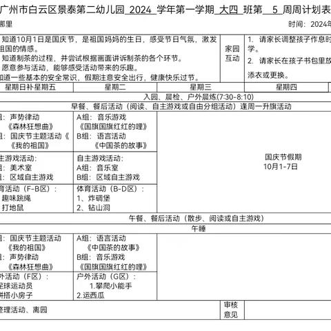 景泰第二幼儿园 大四班一周加油站