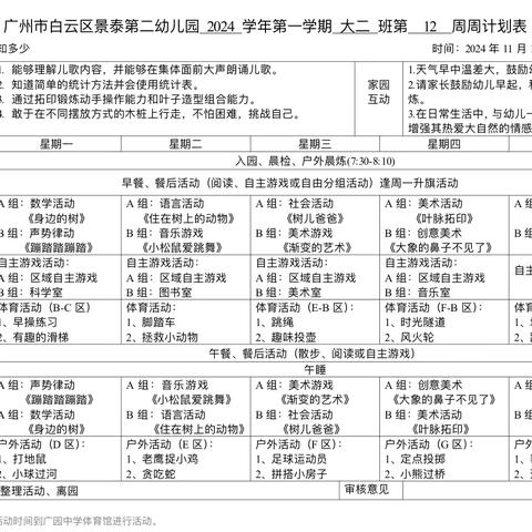 广州市白云区景泰第二幼儿园大四班一周加油站