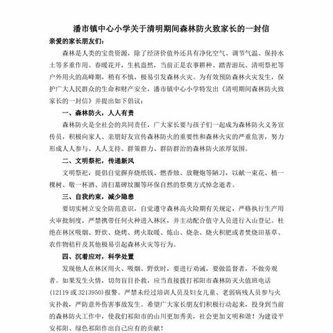 潘市镇中心小学清明节安全文明出行篇