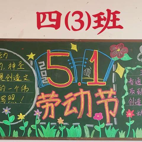 建安小学2024春季学期迎“五一”劳动节黑板报