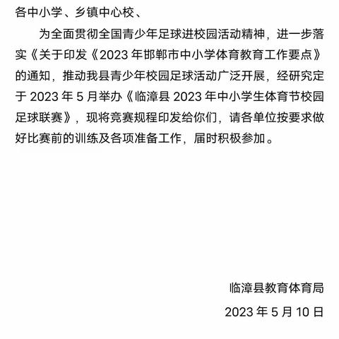 关爱学生 幸福成长丨临漳县2023年校园足球比赛——柳园镇中心校赛区