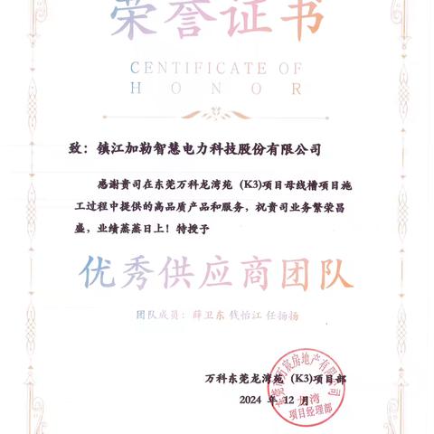 镇江加勒智慧电力科技股份有限公司荣获多项荣誉，彰显卓越品质与专业服务
