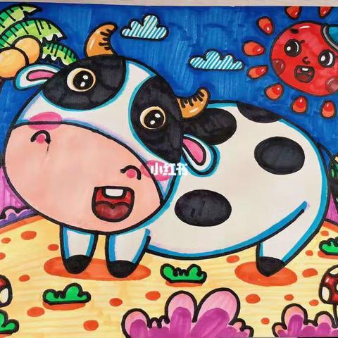 华香幼儿园大一班本周小绘星作品展《奶牛真可爱》