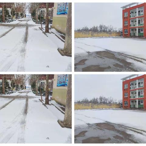 浴”雪而战 护航师生出行——梁于小学扫雪进行时