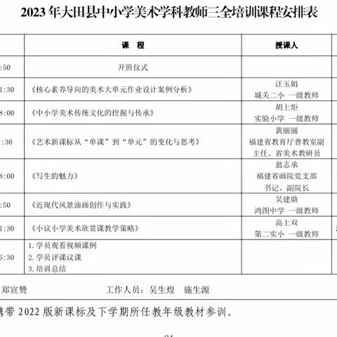 研途花开，育见美好——大田县2023年中小学美术教师暑期“三全”培训纪实