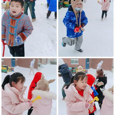 雪天里的童趣—丰县大沙河镇中心幼儿园堆雪人活动