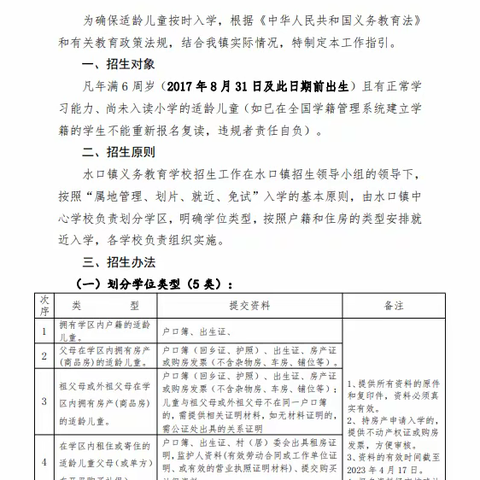 开平市水口镇2023年秋公办学校一、七年级招生工作指引