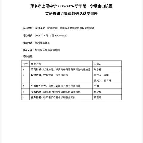 深耕课堂，赋能成长——上栗中学金山校区英语教研组教研活动