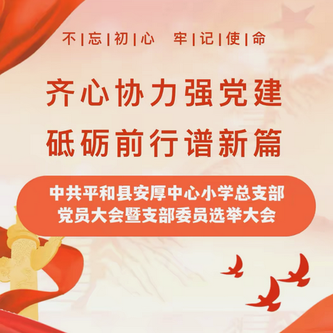 齐心协力强党建 砥砺前行谱新篇——平和县安厚中心小学党总支召开党员大会暨选举大会