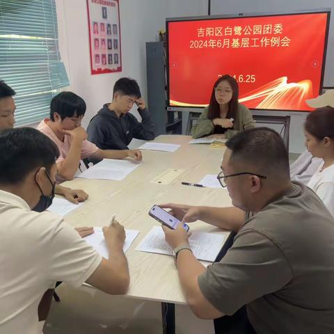 吉阳区白鹭公园团委召开6月份基层团委例会