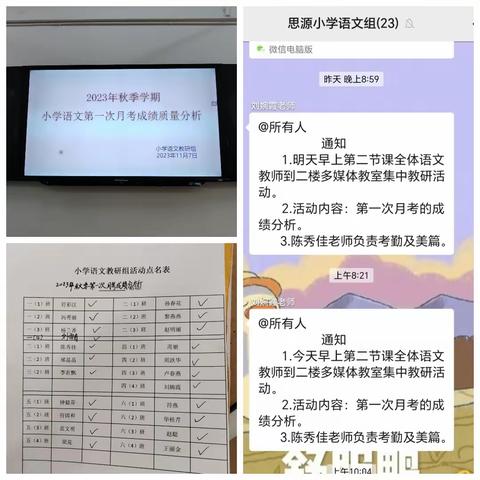 2023年秋季学期第一次月考成绩质量分析会简讯