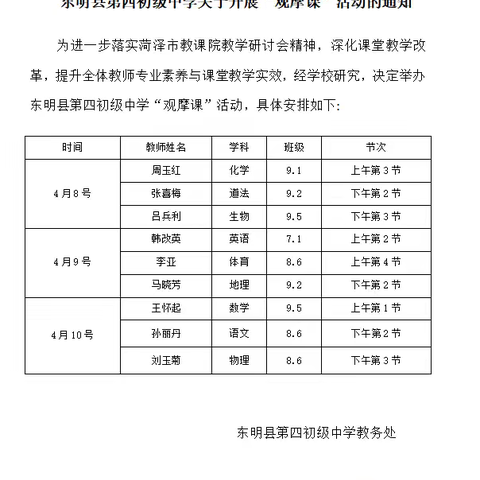 深耕新教材 赋能新课堂 ——东明县第四初级中学新教材培训观摩课活动圆满落幕