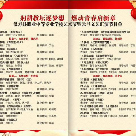 “躬耕教坛逐梦想，燃动青春启新章” ——汉寿县职业中专校园文化艺术节暨庆元旦文艺汇演