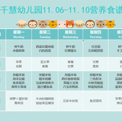 千慧幼儿园11.13−11.17美食展示