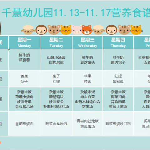 千慧幼儿园11.27−12.1美食展示