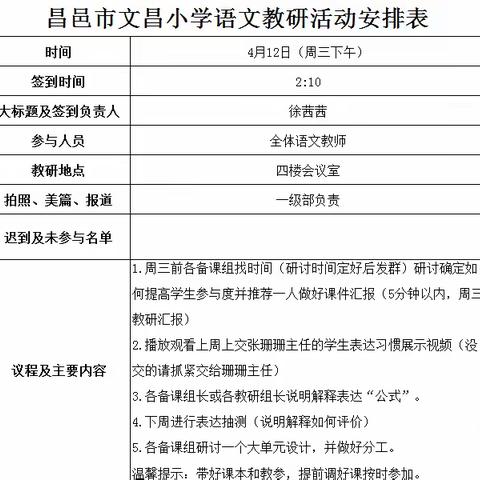 【全环境立德树人】聚焦课堂参与，提升表达素养——记文昌小学语文教研活动